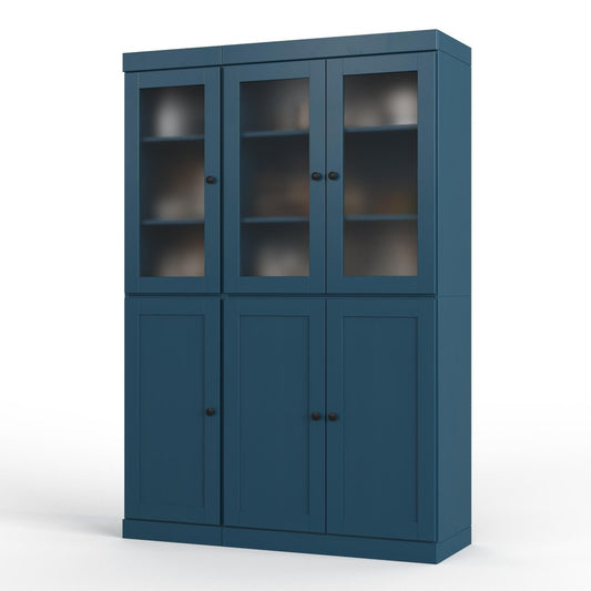 72" Teal Blue Solid Wood Six Door Pantry Or Storage Closet HomeRoots