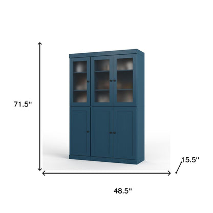 72" Teal Blue Solid Wood Six Door Pantry Or Storage Closet HomeRoots