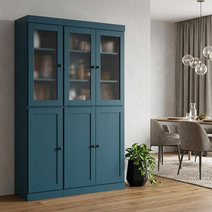 72" Teal Blue Solid Wood Six Door Pantry Or Storage Closet HomeRoots