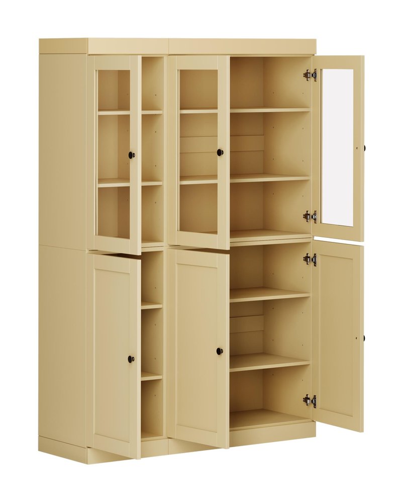 72" Yellow Solid Wood Six Door Pantry Or Storage Closet — view 2