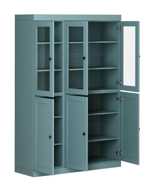 72" Aqua Solid Wood Six Door Pantry Or Storage Closet HomeRoots