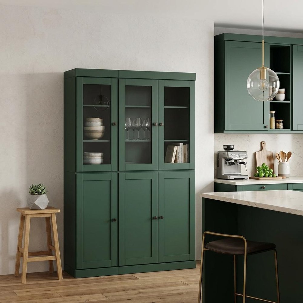 72" Green Solid Wood Six Door Pantry Or Storage Closet HomeRoots