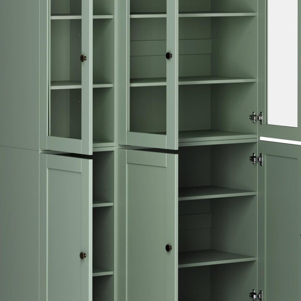 72" Sage Solid Wood Six Door Pantry Or Storage Closet — view 5