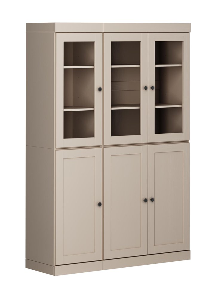 72" Beige Solid Wood Six Door Pantry Or Storage Closet HomeRoots
