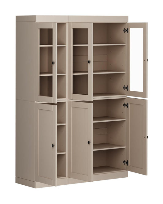 72" Beige Solid Wood Six Door Pantry Or Storage Closet HomeRoots