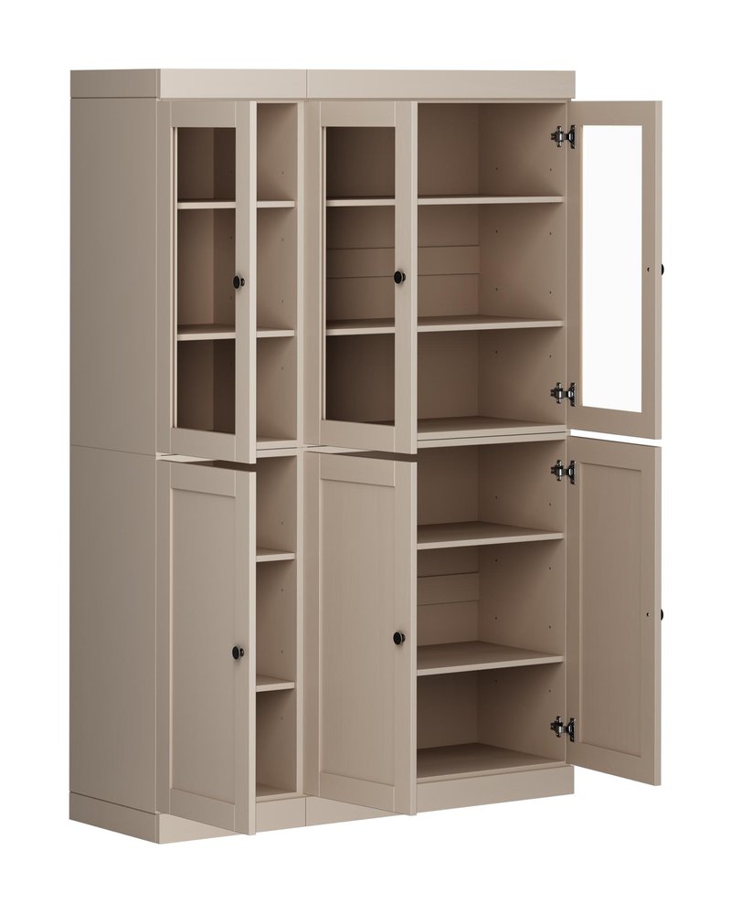 72" Beige Solid Wood Six Door Pantry Or Storage Closet HomeRoots