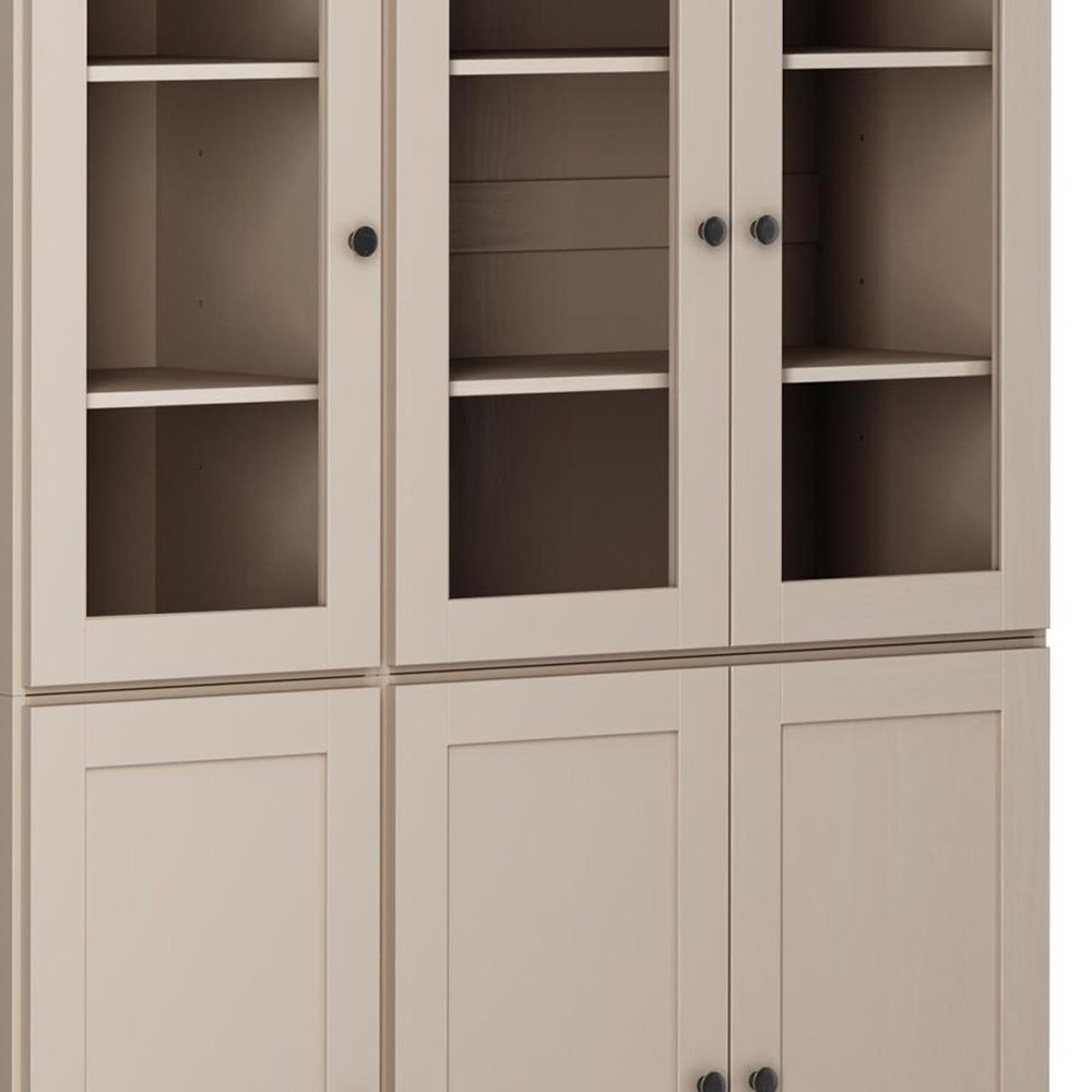 72" Beige Solid Wood Six Door Pantry Or Storage Closet — view 3
