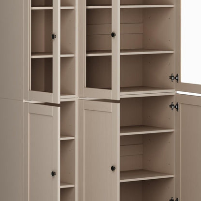 72" Beige Solid Wood Six Door Pantry Or Storage Closet