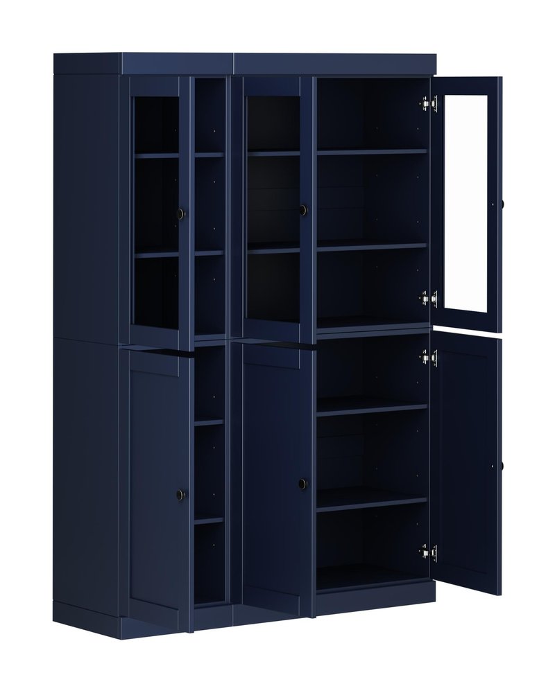 72" Navy Blue Solid Wood Six Door Pantry Or Storage Closet — view 2
