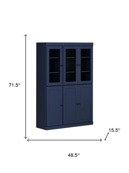 72" Navy Blue Solid Wood Six Door Pantry Or Storage Closet HomeRoots