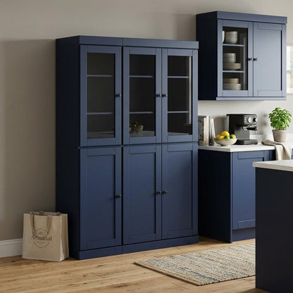 72" Navy Blue Solid Wood Six Door Pantry Or Storage Closet HomeRoots