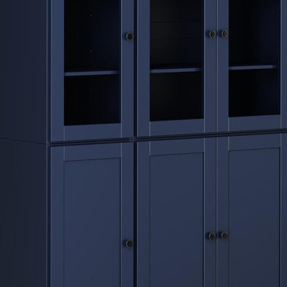 72" Navy Blue Solid Wood Six Door Pantry Or Storage Closet