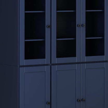 72" Navy Blue Solid Wood Six Door Pantry Or Storage Closet
