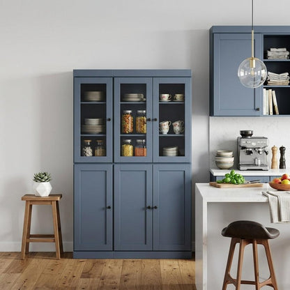 72" French Blue Solid Wood Six Door Pantry Or Storage Closet HomeRoots