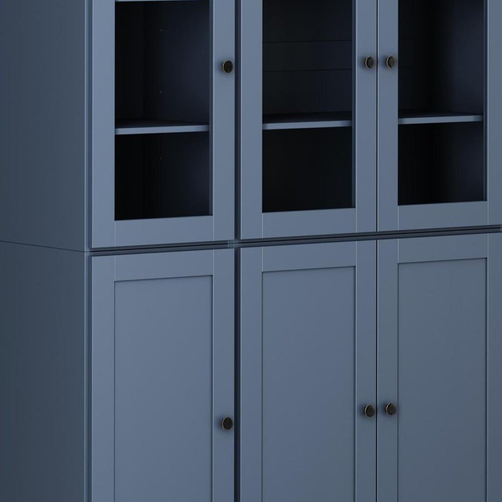 72" French Blue Solid Wood Six Door Pantry Or Storage Closet