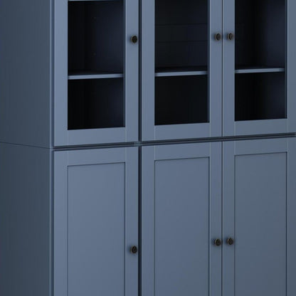 72" French Blue Solid Wood Six Door Pantry Or Storage Closet