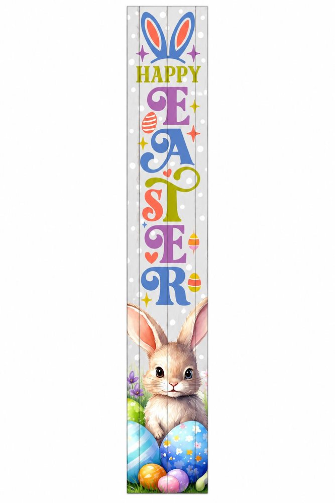 46" Lime Green Blue And White Solid Wood Happy Easter Porch Sign HomeRoots