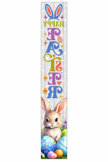 46" Lime Green Blue And White Solid Wood Happy Easter Porch Sign HomeRoots