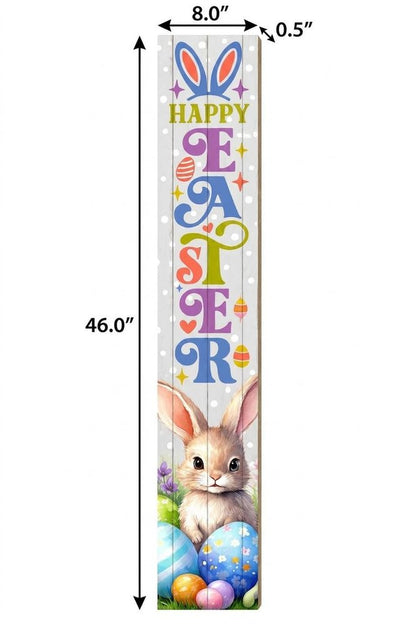 46" Lime Green Blue And White Solid Wood Happy Easter Porch Sign HomeRoots
