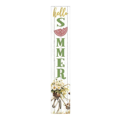 46" Sage White And Yellow Solid Wood Hello Summer Porch Sign HomeRoots