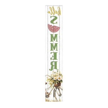 46" Sage White And Yellow Solid Wood Hello Summer Porch Sign HomeRoots