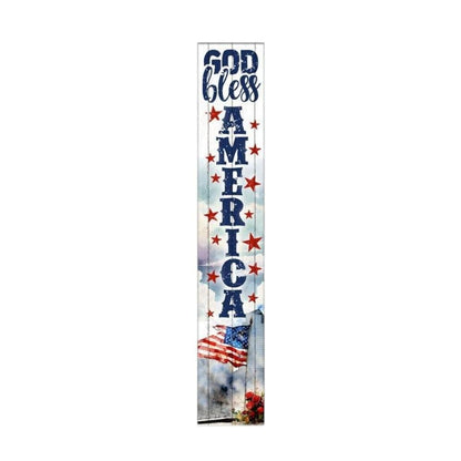 46" Navy Blue Red And White Solid Wood God Bless America Porch Sign HomeRoots