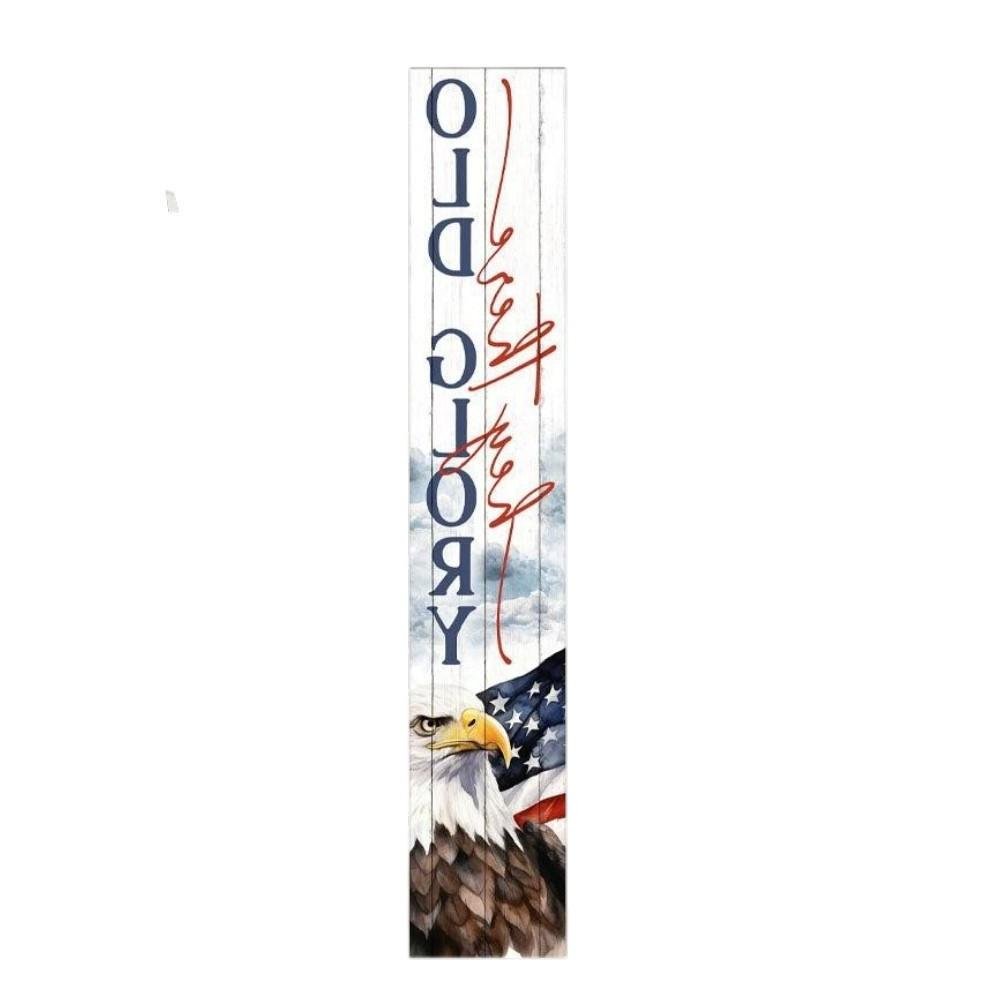 46" Navy Blue Red And White Solid Wood Hey There Old Glory Porch Sign — view 5