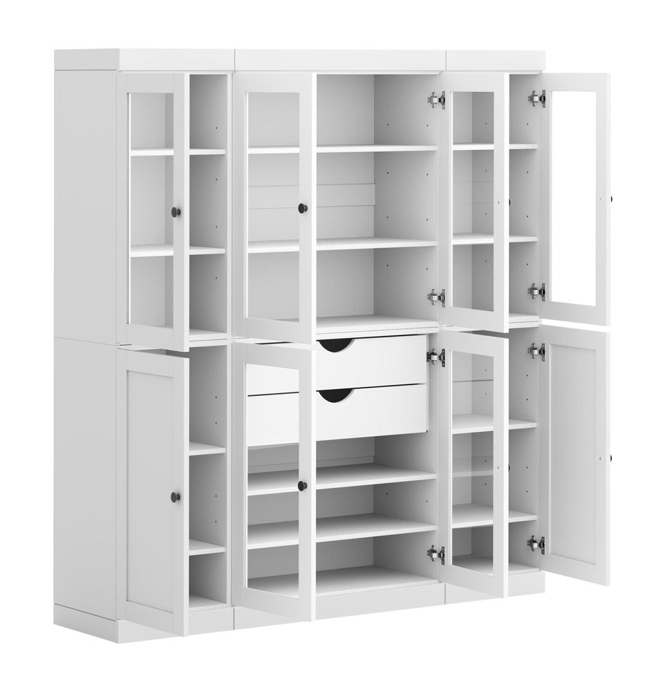 72" White Solid Wood 8 Two Drawer Pantry Or Storage Closet HomeRoots
