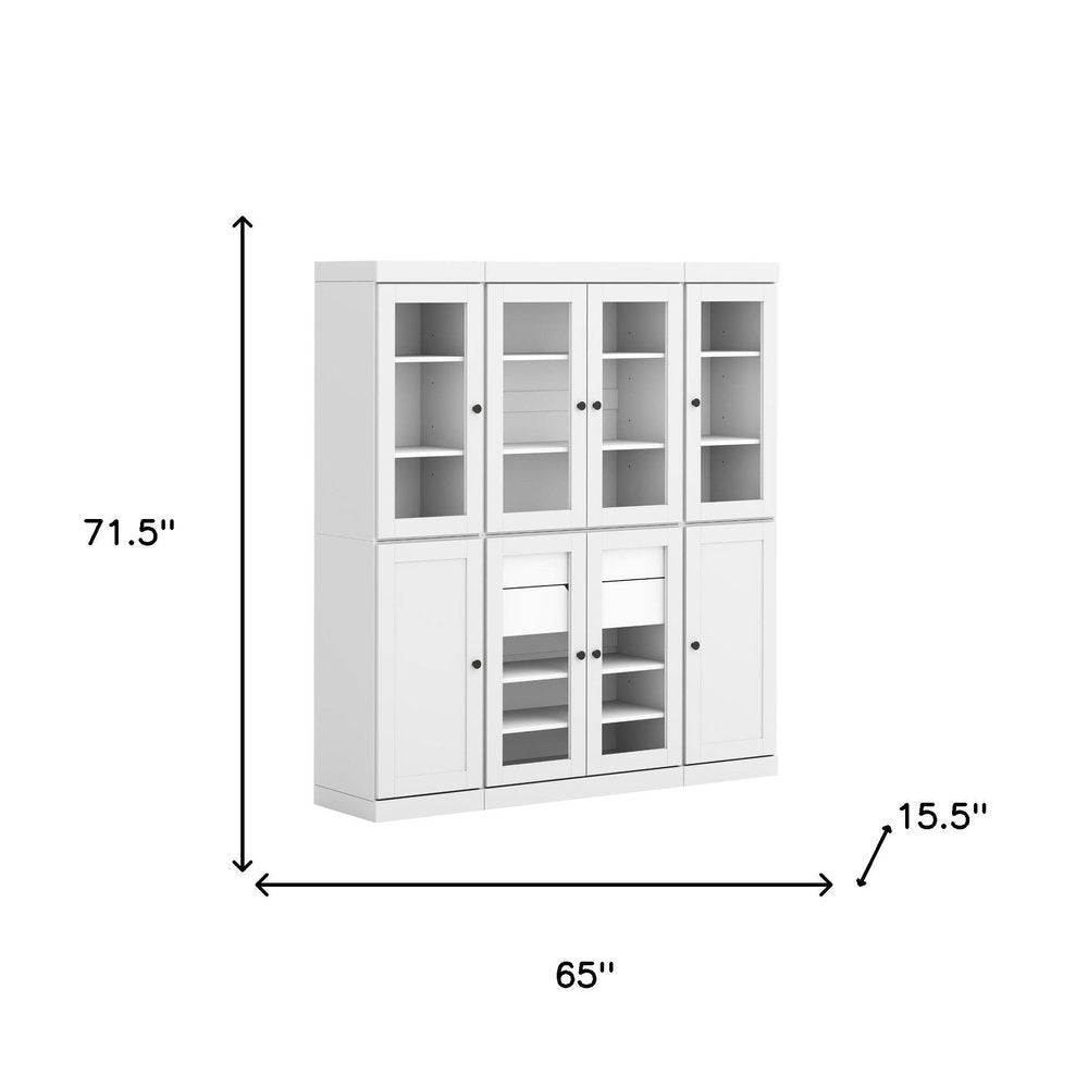 72" White Solid Wood 8 Two Drawer Pantry Or Storage Closet — view 3