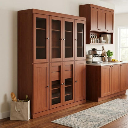 72" Coffee Solid Wood 8 Two Drawer Pantry Or Storage Closet HomeRoots