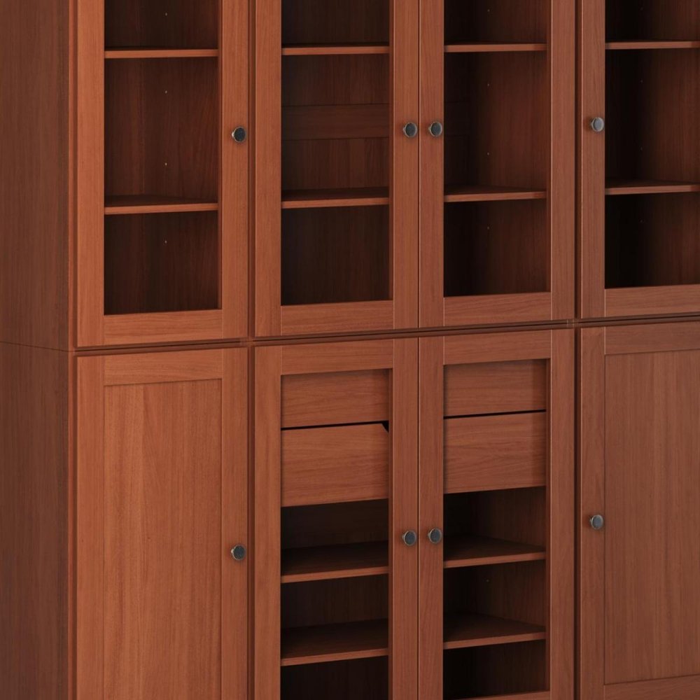 72" Coffee Solid Wood 8 Two Drawer Pantry Or Storage Closet