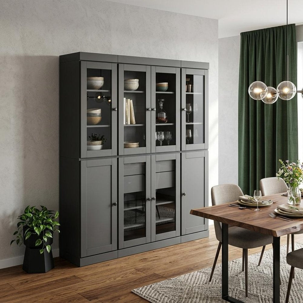 72" Gray Solid Wood 8 Two Drawer Pantry Or Storage Closet — view 4