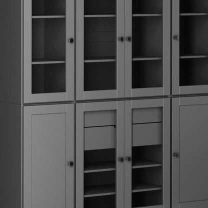 72" Gray Solid Wood 8 Two Drawer Pantry Or Storage Closet