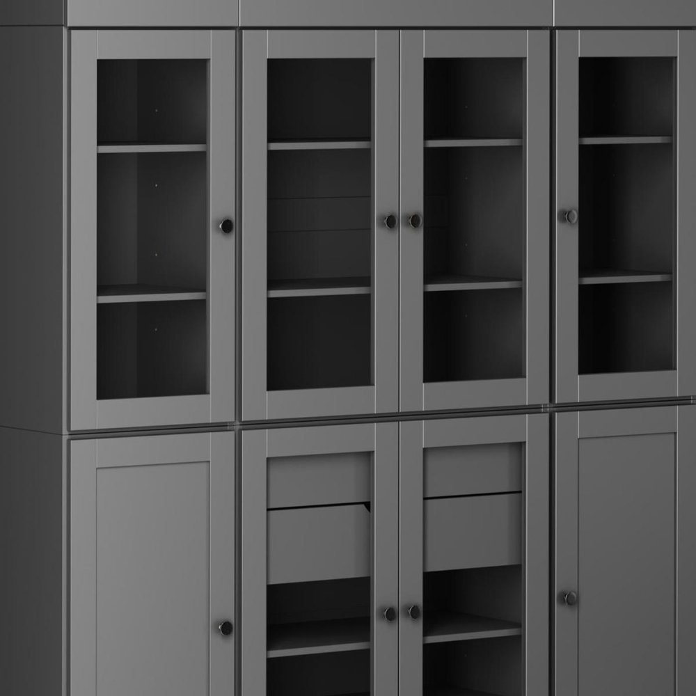 72" Gray Solid Wood 8 Two Drawer Pantry Or Storage Closet — view 6