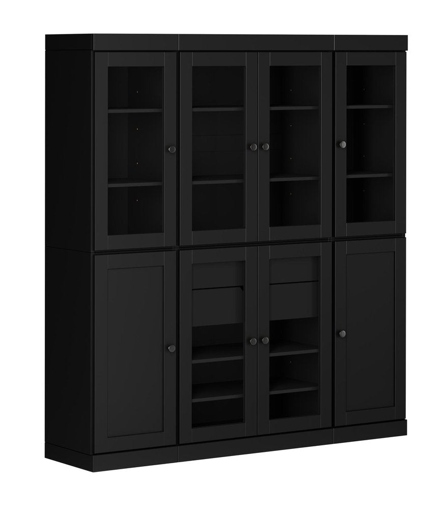 72" Black Solid Wood 8 Two Drawer Pantry Or Storage Closet HomeRoots