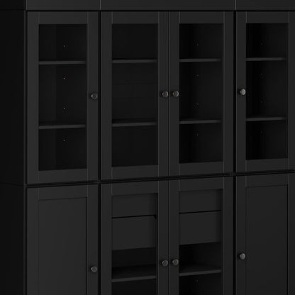 72" Black Solid Wood 8 Two Drawer Pantry Or Storage Closet