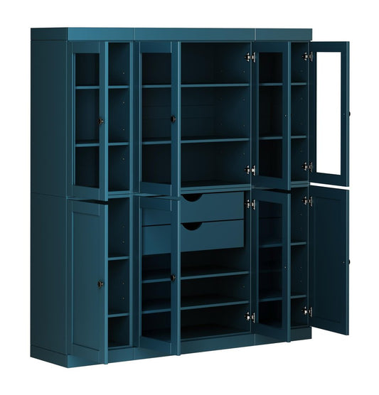 72" Black Solid Wood 8 Two Drawer Pantry Or Storage Closet HomeRoots