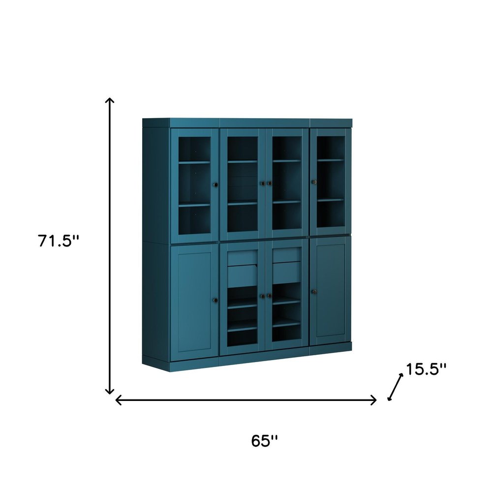 72" Black Solid Wood 8 Two Drawer Pantry Or Storage Closet — view 3