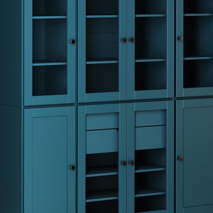 72" Black Solid Wood 8 Two Drawer Pantry Or Storage Closet