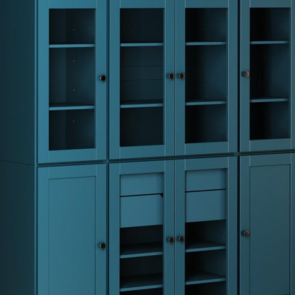72" Black Solid Wood 8 Two Drawer Pantry Or Storage Closet