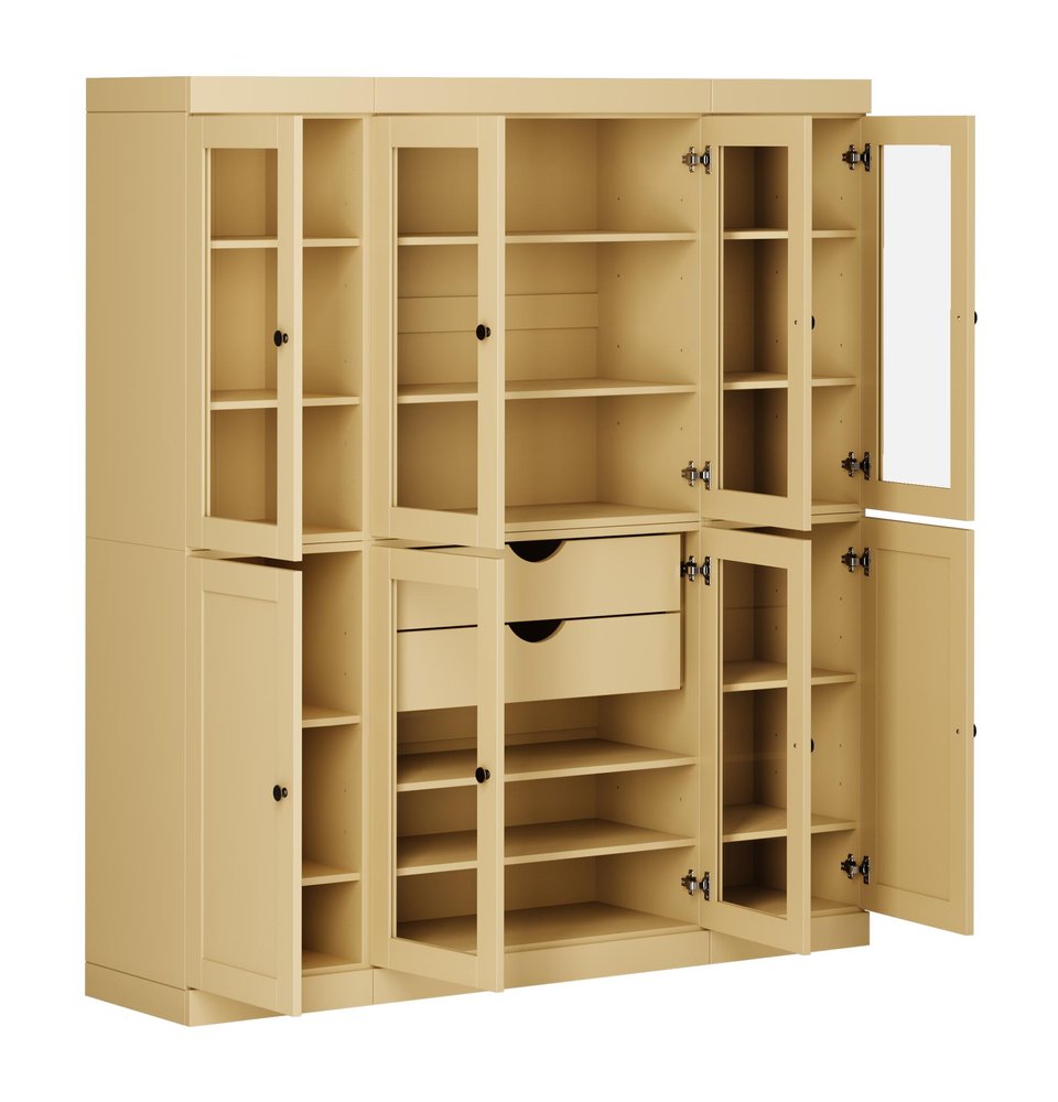 72" Yellow Solid Wood 8 Two Drawer Pantry Or Storage Closet HomeRoots