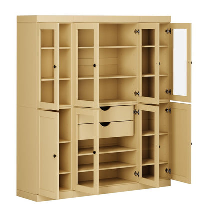 72" Yellow Solid Wood 8 Two Drawer Pantry Or Storage Closet
