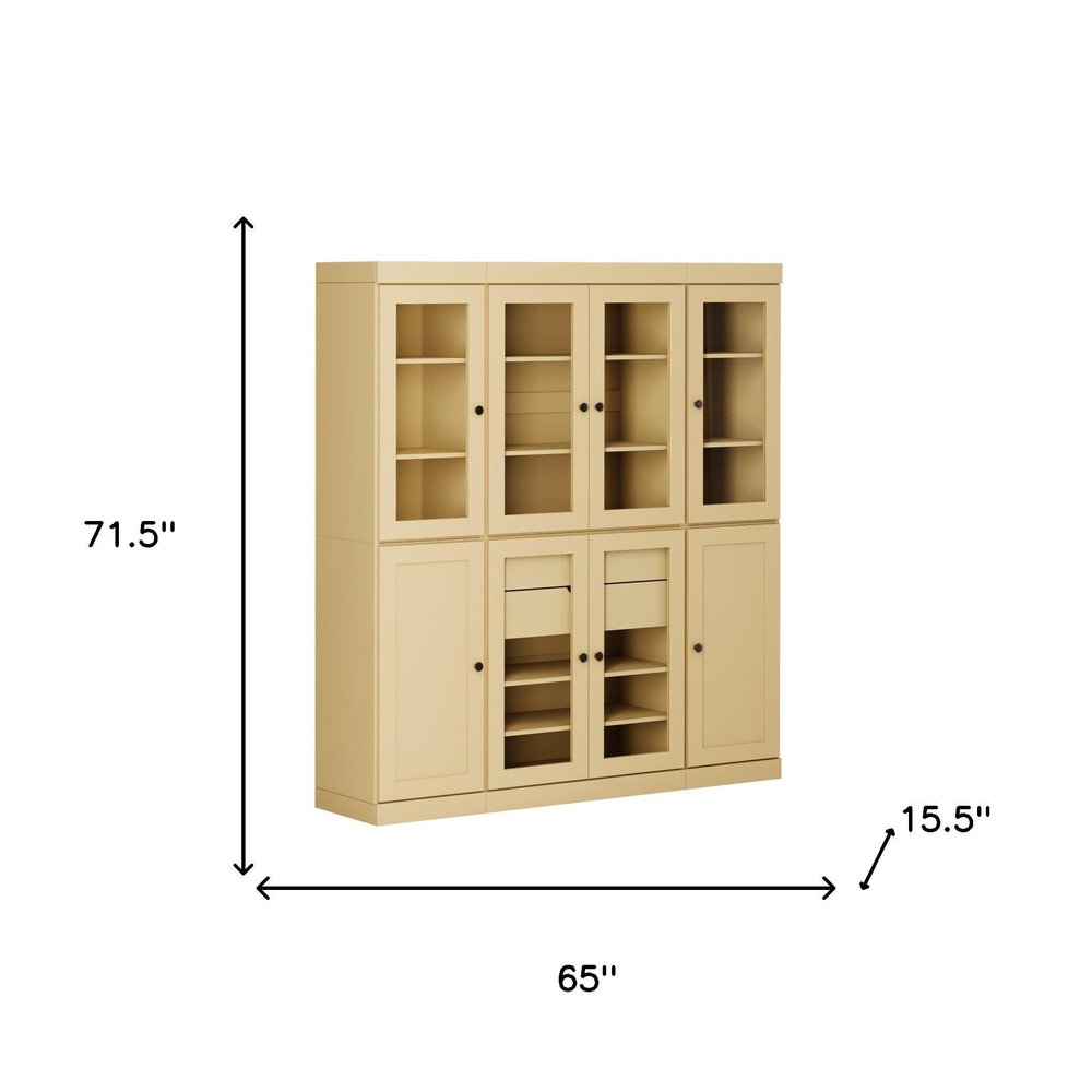 72" Yellow Solid Wood 8 Two Drawer Pantry Or Storage Closet — view 3
