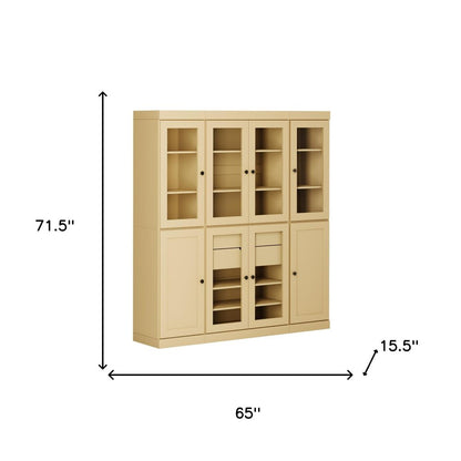 72" Yellow Solid Wood 8 Two Drawer Pantry Or Storage Closet HomeRoots