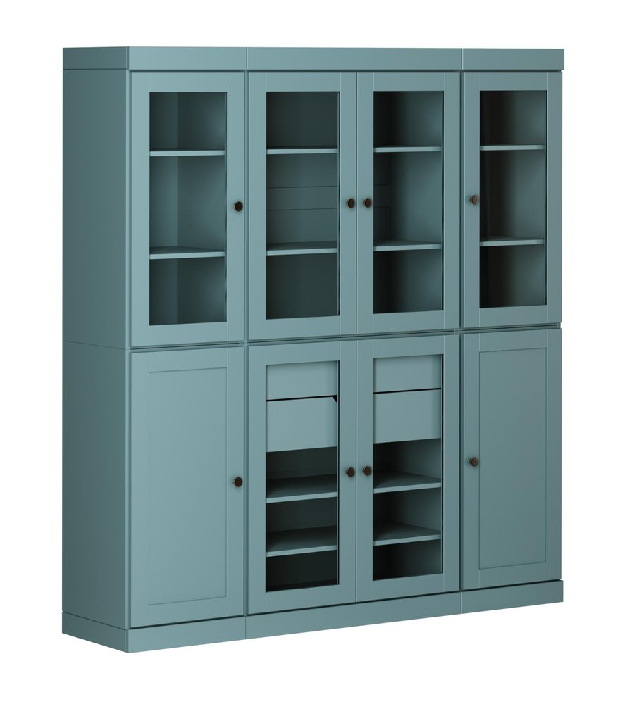 72" Aqua Solid Wood 8 Two Drawer Pantry Or Storage Closet HomeRoots