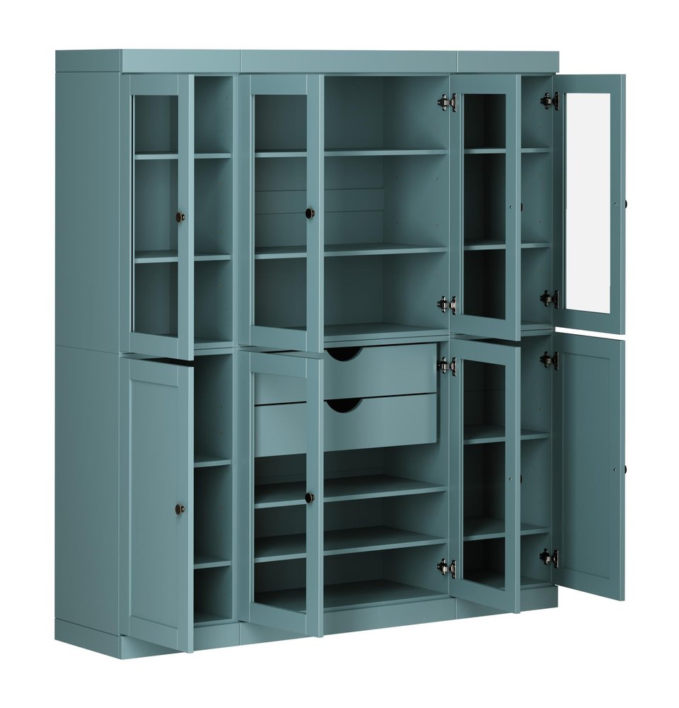 72" Aqua Solid Wood 8 Two Drawer Pantry Or Storage Closet HomeRoots