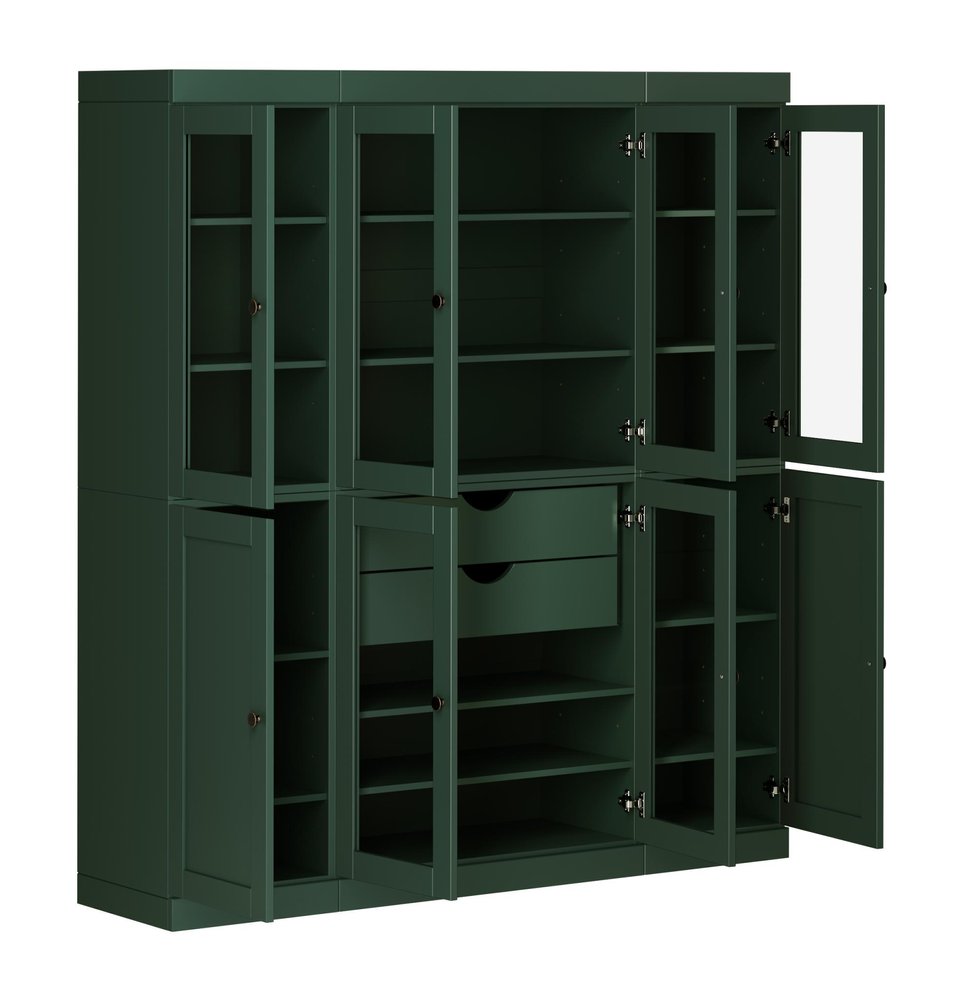 72" Green Solid Wood 8 Two Drawer Pantry Or Storage Closet — view 2
