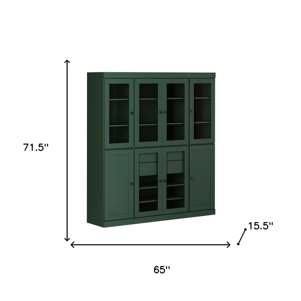 72" Green Solid Wood 8 Two Drawer Pantry Or Storage Closet — view 3