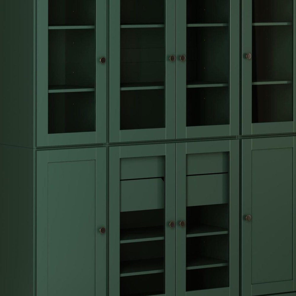 72" Green Solid Wood 8 Two Drawer Pantry Or Storage Closet