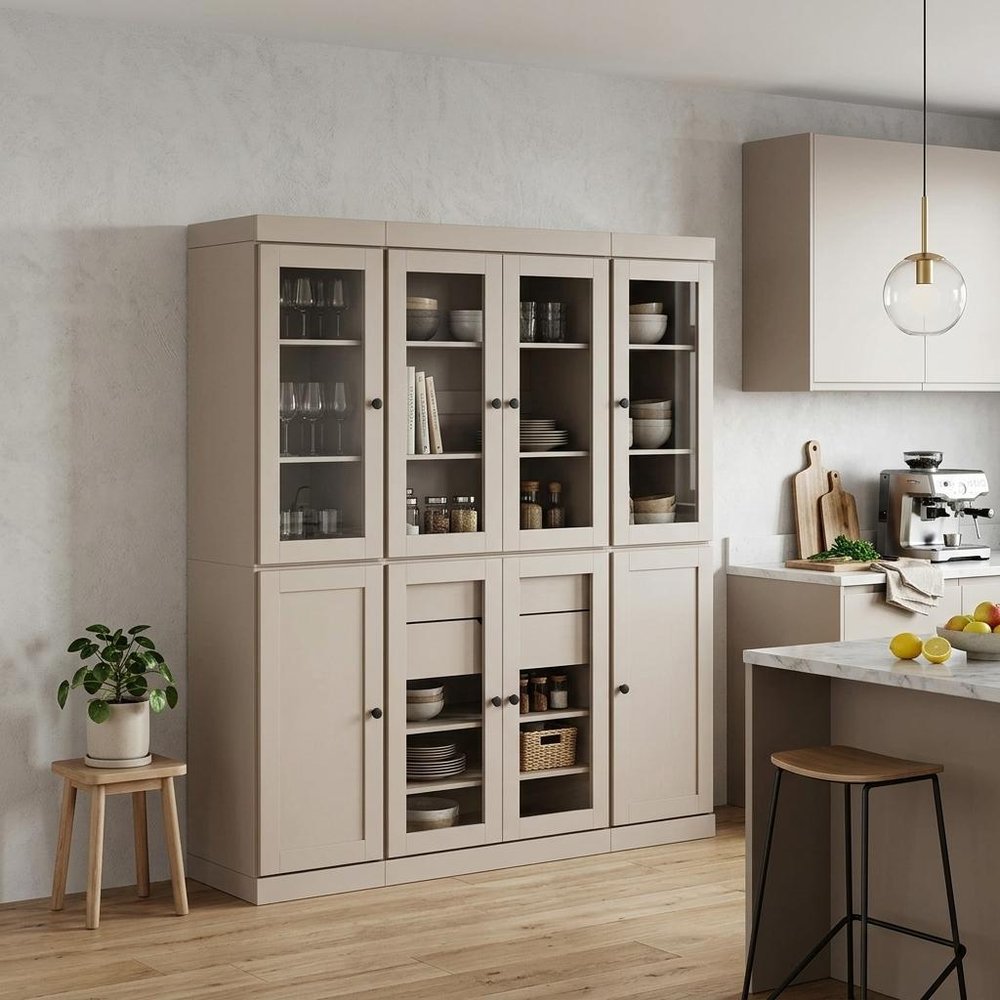 72" Beige Solid Wood 8 Two Drawer Pantry Or Storage Closet — view 4